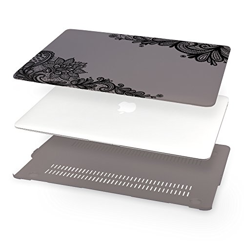 Batianda Floral Senkel Muster Harte Hülle Schutzhülle Für MacBook Air 13.3 inch (Model:A1466/ A1369),Grau - 3