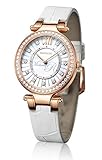 Rossini Damen-Rose Gold Quartzuhr mit Diamant steinbesatz und weißem Lederband – ROSLS03