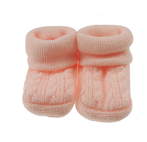 Newborn Baby Girls Boys Cable Knit Booties Pink