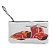 Produktbild TTmom Damen Leinwand Geldbörse Portemonnaie Geldbeutel,Vintage Motor Scooter Classical Caricature for Hippies Urban Memories Youth Modern Art Wallet Coin Purses Clutch W 8.5" x L 4.5" Red Orange