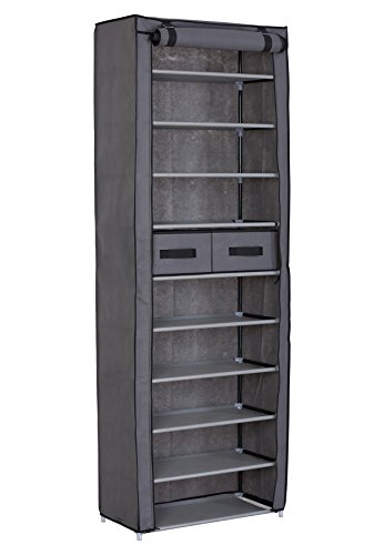 WOLTU® #172-1 Schuhschrank Faltschrank mit Stoffbezug , Stoffschrank Schuhablage Schuhregal Schuhständer , 11 Schicht , 60x29x175cm , Vier Farben (Grau) - 2