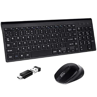 cimetech Ensembles Clavier et Souris sans Fil 2.4 G Clavier sans Fil et Souris avec Récepteur USB 3 DPI Réglables pour PC, Ordinateur Portable, Mac，Noir (UK Layout)
