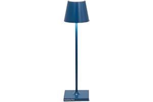 Zafferano, Poldina Micro, Lampada da Tavolo Ricaricabile e Senza Fili con Controllo Touch, Adatta per Salotto ed Esterni, Dimmer, 2200-3000 K, Altezza 27,5 cm, Colore Blu Capri