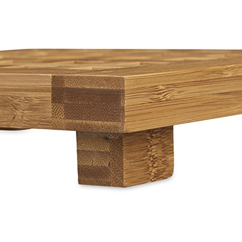 Relaxdays Untersetzer 2er Set quadratisch Bambus, Topfuntersetzer aus Holz für Töpfe, Pfannen, Teller, abwischbar, HBT ca. 4 x 20 x 20 cm, natur - 3