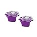 Lantelme 4505 Set of 2 Plastic Microwave Bowl Purple Bowl with Lid 0.5 Litres for Microwave with Steam Outlet