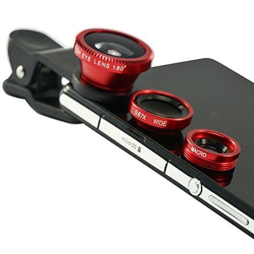 First2savvv JTSJ-YY-A08G2 rojo Teléfono móvil universal 3 en 1 Kit clase Camera professional Lente Clip (ojo de pez,gran angular y macro ) para LG OPTIMUS L5 ii E460 OPTIMUS L7 II P710 G2 D802 Nexus 5 D821 G-Flex D955 L40 D160 G PRO 2 G2 MINI D620 G3 D855 G3 S D722 L20 D100 L30 D120 L50 D213 L70 D320 L90 D405 F60 D390N Flex 2 H955 G4 G2 Samsung Galaxy Note Edge Galaxy Note 4 Note 3 Note 2 S5 mini S5 ALPHA K zoom S4 S4 mini A3 A5 CORE Max con lápiz óptico - Simply Natural