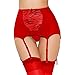 Cszxx Strumpfhalter Damen Strapse Strumpfbandgürtel mit G-String (L, Rot)
