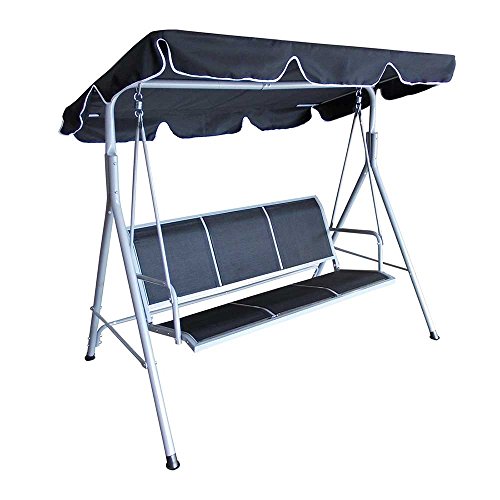 Preisvergleich Produktbild Hollywoodschaukel in Schwarz Silber 170 cm breit Pharao24