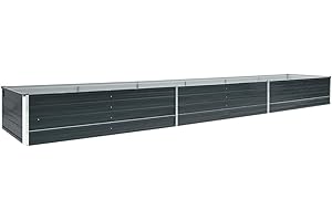 vidaXL Arriate de Jardín Plantas Macetas Mobiliario Muebles Hogar Casa Decoración Exterior Bricolaje Acero Galvanizado Gris 400x80x45 cm