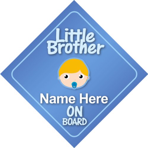 Little Brother On Board Personalised Car Sign New Baby Boy / Child Gift / Present