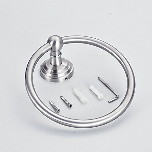 Hiendure® Handtuchring Handtuchhalter Wandhandtuchhalter Wand-Ring aus Edelstahl gebürstet rostfrei für Bad Wandmontage rund - 8