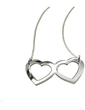 Doppelherz Collier - 45cm - 925 Silber