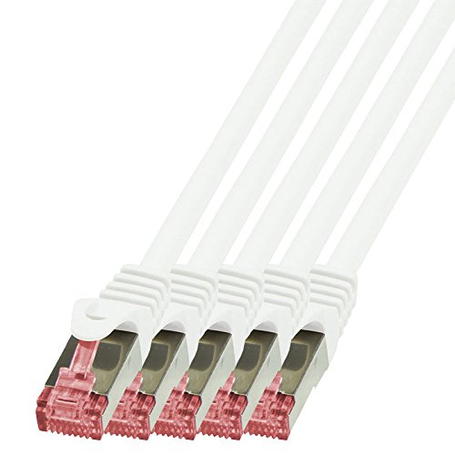 BIGtec - 5 Stück - 0,15m Netzwerkkabel Patchkabel Ethernet LAN DSL Patch Kabel Gigabit weiß ( 2x RJ-45 Anschluß , CAT6 , doppelt geschirmt ) 0,15 Meter