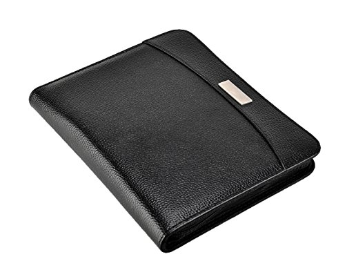 Arpan - Carpeta ejecutiva con archivador de anillas  A5  con cremallera  calculadora y bloc de notas  color negro