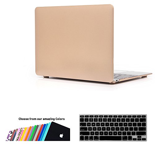 MacBook 12 Retina Hülle Case,iNeseon Ultra Slim Plastik Hartschale Tasche Cover Shell, US Golden und EU Transparent Tastatur Abdeckung Schutzhülle für Apple MacBook 12 Zoll mit Retina Display [Modell:A1534] (Golden)