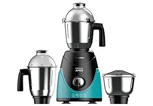 CROMPTON Ameo 750-Watt Mixer Grinder with MaxiGrind and Motor Vent-X Technology (3 Stainless Steel Jars, Black & Green)