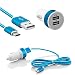 Produktbild USB 3.1 Typ C Auto Ladegerät mit 2.1A und 1.0A Dual USB Kfz Ladeadapter für Zigarettenanzünder - Nylon Ladekabel für Handys Smartphones Tablets mit Type C Anschluss in Blau