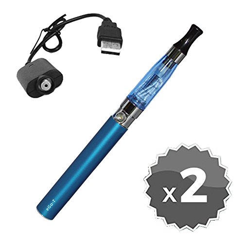 Kit de 2 cigarrillos electr&oacute;nicos EGO CE4 tipo PIEFFE con 900mAh bater&iacute;a AZUL y el adaptador USB para cargar cigarrillo electr&oacute;nico EGO CE4 x2, advirtiendo este art&iacute;culo no contiene nicotina