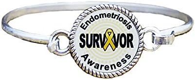 Endometriosis Survivor Silver Bangle Bracelet Jewelry Family