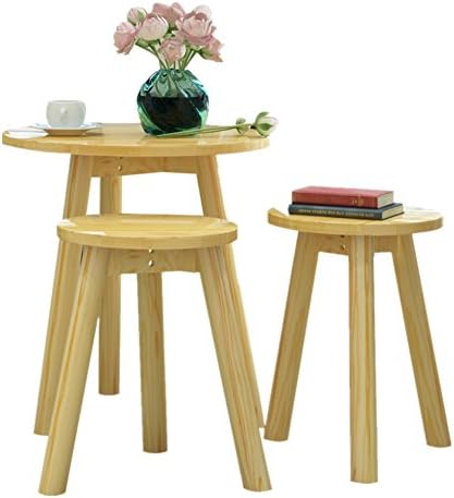 Solid Wood Coffee Table and Chairs Small Side Table Set