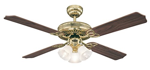 Westinghouse Monarch Trio 7817140 Deckenventilator mit Beleuchtung, A++ to E, Metall, 60 W, E14, poliertes messing, 132 x 132 x 43 cm - 3