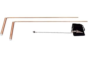 KHIRONHIVE Kit de tige de radiesthésie et pendule en cuivre, outil de divination en cuivre pur à 99,9 %, design télescopique pour la recherche d'eau, détection de minéraux, thérapie énergétique