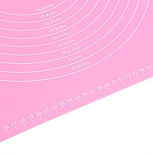 Seifenprofis® Rollmatte Backmatte XXL 65 x 45 cm (Blau) oder (Rosa) Silikon / Teigmatte / Hitzbeständige Arbeitsmatte für Fondant/ Ausrollmatte / Ausrollen Tortendeko Ausstecher Ausstechform Modellierwerkzeug mit Maßeinheiten Fondant Ausrollmatte Tortendekoration Modellierwerkzeug Marzipan Ausstecher (Rosa) - 3