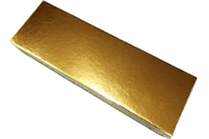 Générique Lot 6 Supports à Bûches de Noël & Cakes - 30 x 10 cm -Epaisseur: 1.2 mm. Semelles Gâteaux Rectangulaires - Cake Board Pâtisserie - Deux faces réversible Doré & Argent.