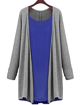 Autunno Lungo Sciolto Chiffon Cucitura Pullover Maglione Cardigan Maniche Lunghe Due Falsi Cime