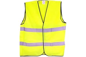 VETRINEIN RETE Vetrineinrete® Gilet Catarifrangente Alta visibilità Riflettente Giallo Fluo con 2 Fasce Riflettenti Sicurezza Emergenza Stradale Auto (M) E31