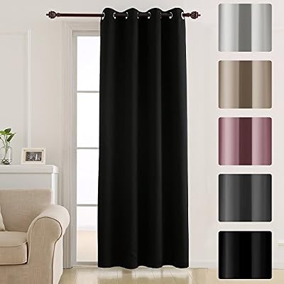 Deconovo Rideau Home Decorative Isolant Thermique Rideau Occultant Oeillet Rideau pour Chambre Enfant 132x213cm Noir