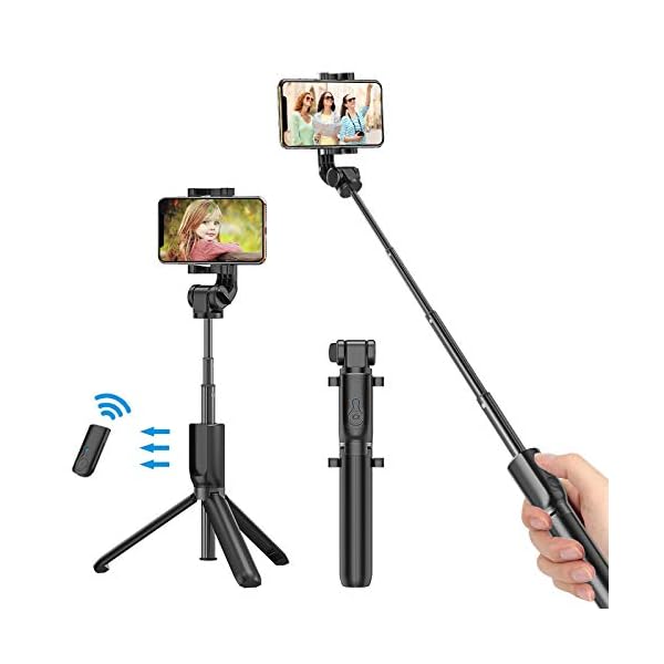 Bovon Selfie Stick Stativ mit Bluetooth-Fernauslöser Selfie-Stangen Ausfahrbar 360° Rotation, Selfiestick für iPhone 11 Pro Max/XS Max/XR/X/8 Plus, Samsung Galaxy S10 Plus/S10e/S10/S9/S8 Plus