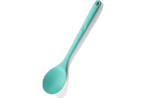 U-Taste Cucchiaio da cucina in silicone: cucchiaio da cucina solido resistente al calore 315 ℃, grande strumento in gomma antiaderente senza BPA per mescolare, servire, imbastire (Aqua Sky)