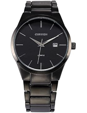 XLORDX CURREN Männer Quarz-Armbanduhr mit Alu-Band Herren Jungen Wolfram Stahl Schwarz