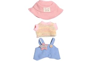 MINGSOLDIER Ropa para Muñeca Labubu de 17 cm - Conjunto de Suéter Rosa, Sombrero, Camiseta y Mameluco (Muñeca No Incluida)