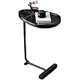 TOMVAES C-Shaped End Table,C Table for Couch,Coffee End Table,Sofa Snack Side Side Tables,with Metal Frame, Industrial, for Living Room,Bedroom(BLACK)