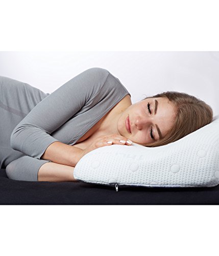 Nackenstützkissen MATAR | orthopädisches & ergonomisches Nackenstützkissen | Viscoelastischer Schaum | Thermo Kopfkissen | Perfektes Seitenschläfer & Rückenschläfer-Kissen / 55 x 40 x 11/9 cm - 5