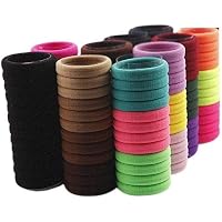 RosePetals ™ Combo of 60 Pcs - Random Color Hair Rubber Bands Multi Bright & Dark Colored Elastic Cotton Stretch Hair…