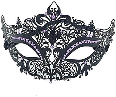 VJUKUBCUTE Sexy Women's Black Vintage Masquerade Fancy Dress Masks Shiny Rhinestones Venetian Eyemask-Halloween Mardi Gras Party Mask Halloween Women Cosplay Fashion,Lightpurple