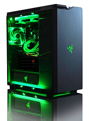 VIBOX Rainmaker 81 Gaming PC – 4,5GHz Intel i7 Quad Core CPU, Geforce GTX 1060, leistungsfähig, Wassergekühlter Desktop Gamer Computer mit Spielgutschein, Windows 10, Grün Innenbeleuchtung, lebenslange Garantie* (4,2GHz (4,5GHz Turbo) Superschneller Intel i7 7700K Kabylake Quad 4-Core Prozessor CPU, Nvidia GeForce GTX 1060 3GB Grafikkarte, 32GB Team 2133MHz DDR4 RAM, 240GB SSD, 3TB Festplatte, Raijintek Triton Wasserkühler, 600W 85+ Netzteil, NZXT H440 Gehäuse, Z270 Mainboard) - 3