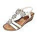 Produktbild Mode Damen Sommer Strass Vintage Keil Hausschuhe, Damen Böhmischen Flip-Flops Sandalen,Frau Lässige Rom Strand Hausschuhe Freizeitschuhe Damenschuhe (38 EU, Weiß)