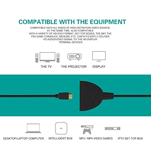 Tikitaka HDMI Hub 3 Port1080p 3D-HDMI-Umschalter Schalter-Teiler-Naben mit Kabel für PC-TV HDTV DVD PS3 Xbox 360 Kabelbox - 6