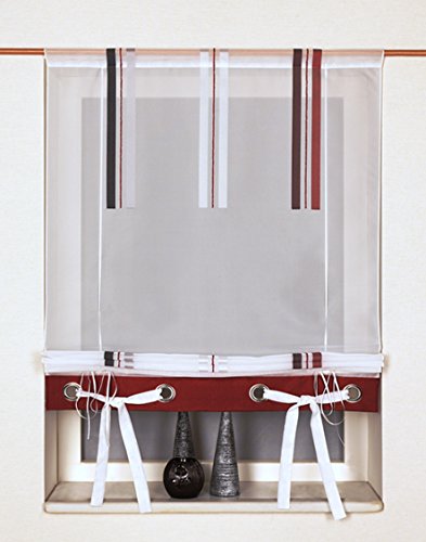 Startex 22413 2204 03 Bändchenraffrollo, 100 x 135 cm, rot / stein