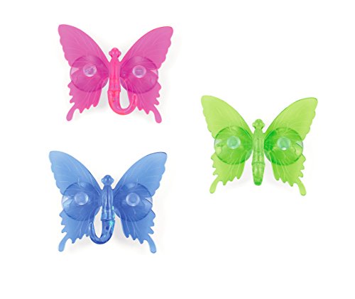 Preisvergleich Produktbild Outlook Design Italia VHB0E00100 Butterfly 3er Set Haken Handtuchhaken Mit Saugnäpfe