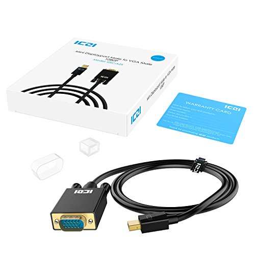 ICZI Mini DisplayPort auf VGA (Adapter) Kabel, Male to Male Vergoldet 1080p Mini DP (Thunderbolt) auf VGA Konverter für MacBooks, MacBook Air, Lenovo Thinkpad und Mehr, Schwarz (1m) - 8