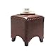 Produktbild QQXX Hocker Holz Sitz Ottoman Hocker, handgefertigte Nieten Kantenversiegelung Ölwachs Lederbezug (Farbe: # 7)