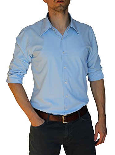 Preisvergleich Produktbild BANQERT Herren Langarmhemd "SMART SWAG" / leichte, knitterarme bügelarme Stoffmischung / Herren Hemd bügelfrei Männer Freizeithemd Einfarbig / Hellblau L