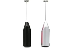 VOANZO 2 pcs Électrique Mini Cuisine Agitateur Mousseur à Lait Mousse Maker pour Matin Café, Latte, Cappuccino, Chocolat Chaud (noir et argent)