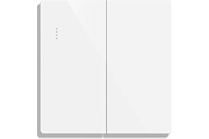 CNBINGO Big Rocker Button Switch with Phosphor Dots, Modern Gloss White Wall Plate, Electrical Double Light Switch, 2 Gang 2 Way, 16A 250V