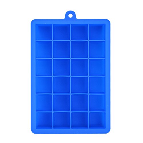 Bandejas para Hielo Silicona 24 Cubos Cubitera Hielo FDA Grado de Alimentos Moldes de Cubito de Hielo para Refrescos Zumos Vino Frutas Hierbas Salsas Postres (Azul)